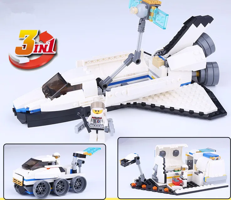 

3 in 1 Space Shuttle Explorer City Building Blocks Sets Kits Bricks Classic Model Kids Toys Compatible 31066