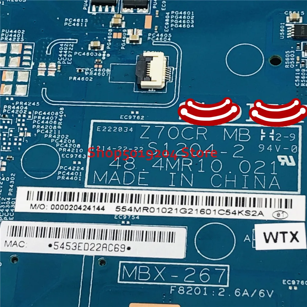 astounding  A1892045A MBX-267 Main board Z70CR MB S1204-2 48.4MR10.021 For Sony MBX-267 Laptop Motherboard 554M