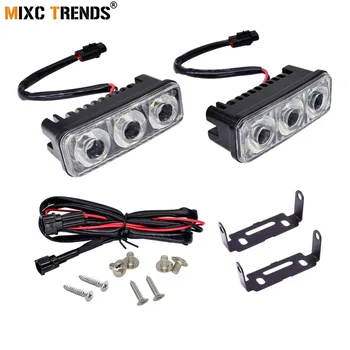 

1set DRL LED Daytime Running Light Waterproof Car High Power Aluminum Driving Fog Lights With Lens DC 12v Xenon White DRL