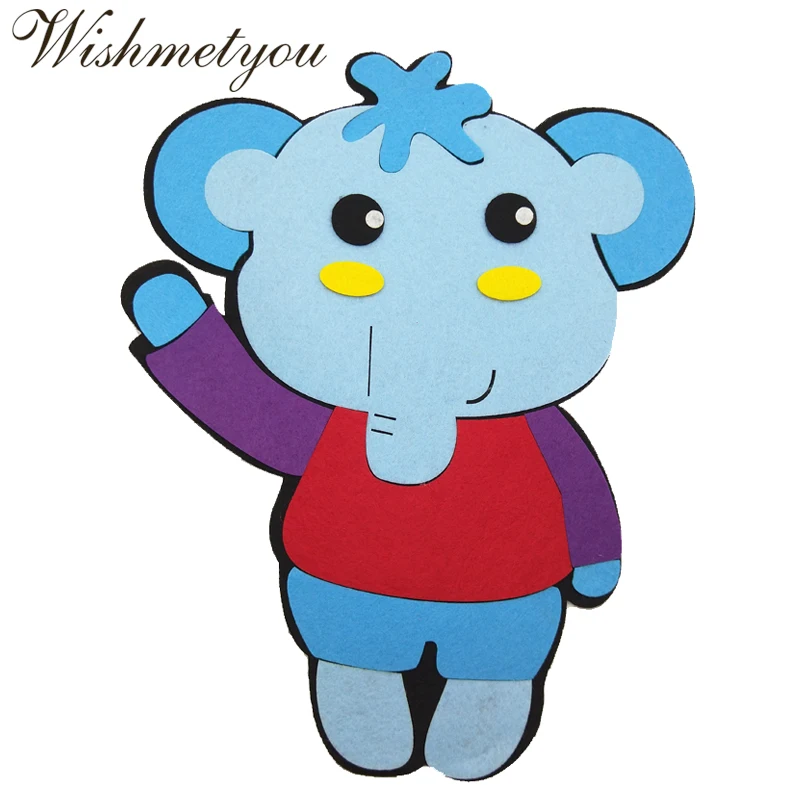 

WISHMETYOU 39CM Big Elephant Free Cutting Felts For Children Handmade Kindergarten Decor Room Non-Woven Felting Fabric Applique