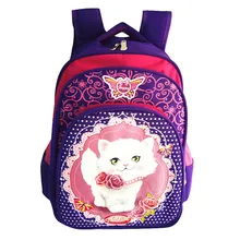 Nuevo 2017 cartoon cat impresión rosada de las muchachas de la escuela mochilas bolsas a prueba de agua plegable ortopédicos niños mochilas escolares para niños bolsas