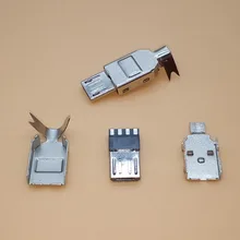 10 компл. Micro USB 5PIN тип сварки штекер разъем зарядное устройство 5P USB хвост зарядки jack 4 в 1 металлические части