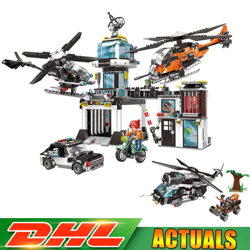 

XINGBAO 10004 City Police Chasing The Poachers +10001 The Police Operational Command Station Set Blocks Toys Christmas Gifts