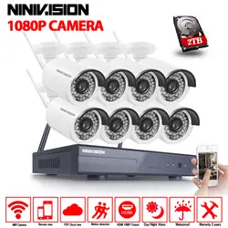 8ch CCTV Системы Беспроводной 1080 P NVR 8 шт. 2.0mp ИК Открытый P2P Wi-Fi ip-cctv безопасности Камера Системы наблюдения комплект 2 ТБ HDD