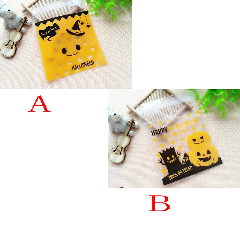 100 قطع سعيد هالوين الاطفال الحلوى حقيبة وجبة خفيفة حزمة الأطفال المنزلية طفل حديقة المنزل الديكور الطفل أشتات أكياس A80