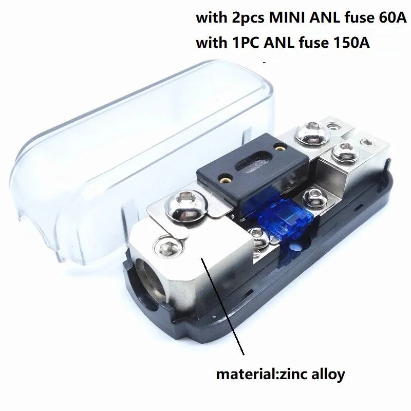 

2pcs/lot Cable 0GA IN 2x4AWG Out Frosted Shell ANL AFS Fuse Automotive Fuse Holder with 1pc*ANL 150A and 2pcs AFS 60A