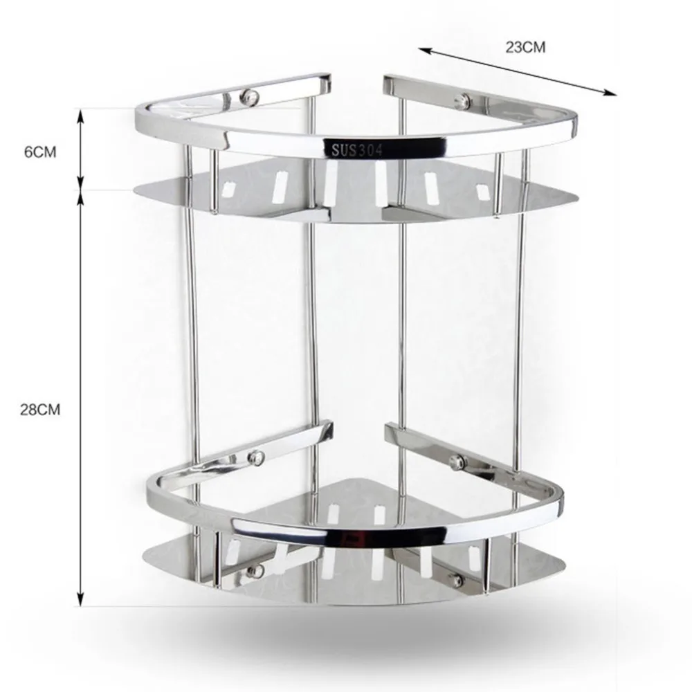 Нержавеющая сталь Антикоррозийная полка для хранения Настенный подвесной стеллаж для ванных и туалетных комнат держатель губки для душа угловой держатель
