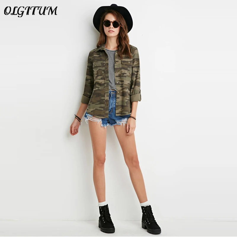 

HOT!2019 Brand New Fashion Spring&Summer Casual Fashion Women Camouflage Jacket Sheath Disposition Outerwear Vogue Ladies Coat