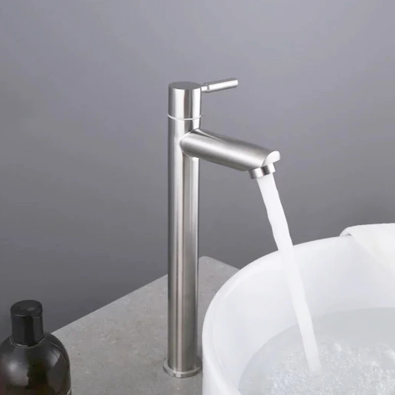 Billig Edelstahl Bad Becken Waschbecken Wasserhahn Deck Montiert Einzigen Kalten Wasserhahn Rost Und Korrosion Widerstand Bad Waschbecken Wasserhahn