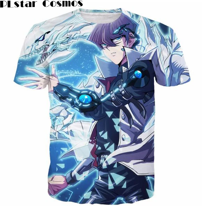 

PLstar Cosmos Harajuku tee shirt Cool Duel Monsters Seto Kaiba 3d Print T shirts Men Women Anime YuGiOh Monster t shirt