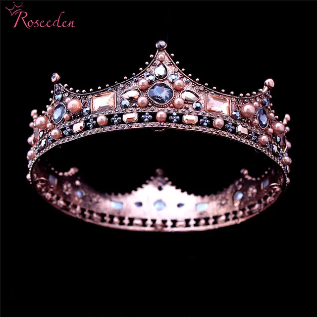 Baroque Vintage Bridal Wedding Tiara Crown Rhinestone Pearl Baroque Vintage Bridal Wedding Tiara Crown Rhinestone Pearl Party Prom King Queen Tiaras Diadem Re908