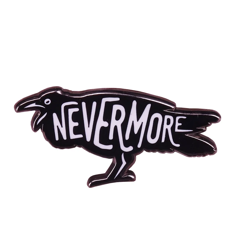 Эмалированная брошь ворона nevermore, броши Эдгара Аллана По, значок в готическом стиле, литература, коллекция книг, червь, подарок, украшения на Хэллоуин