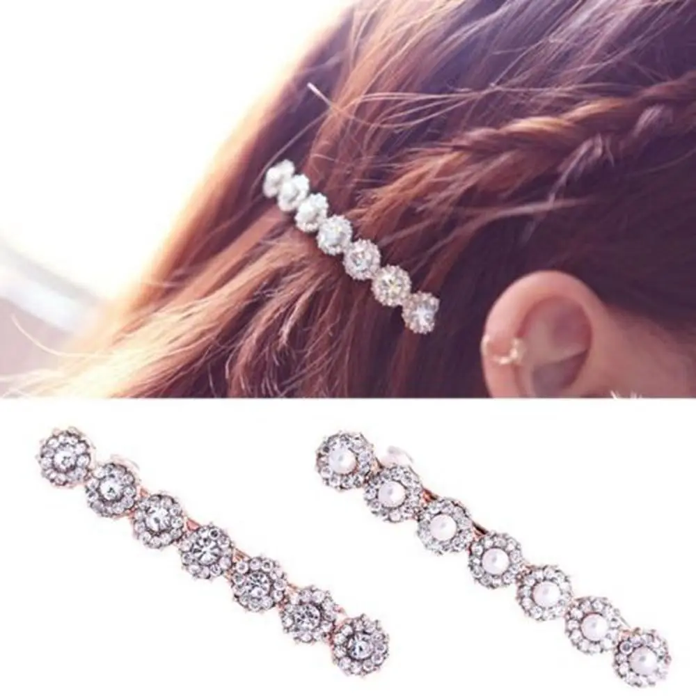 

1PC Hot Sale Shining Fashion Crystal Hairpin Imitation Pearls Design Hair Clip Rhinestone Headwear For Female Hair Accessories