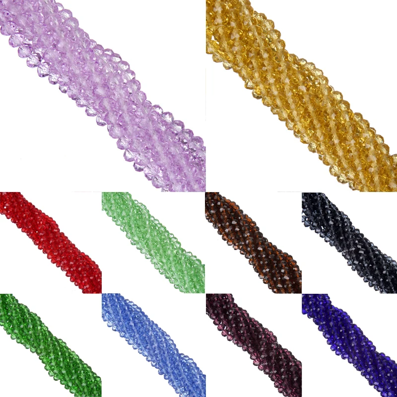 6MM 100pcs/lot New !Top Quality !Clear/Transparent Faceted Glass String Beads for Jewelry Making Bicone Free Shipping