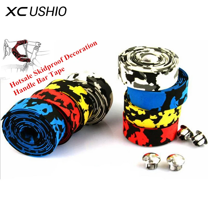

1 Pair New Mountain Road Bike Handlebar Tape Wrap 3x190cm Rubber Foam Colorful Cycling Handle Bar Belt +2 Bar Plug Free Shipping