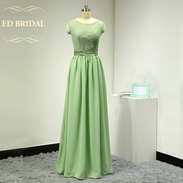 Custom Made Illusion Lace Chiffon Sage Green Long Bridesmaid Dresses Custom Made Illusion Lace Chiffon Sage Green Long Bridesmaid Dresses Women Formal Party Dress For Special