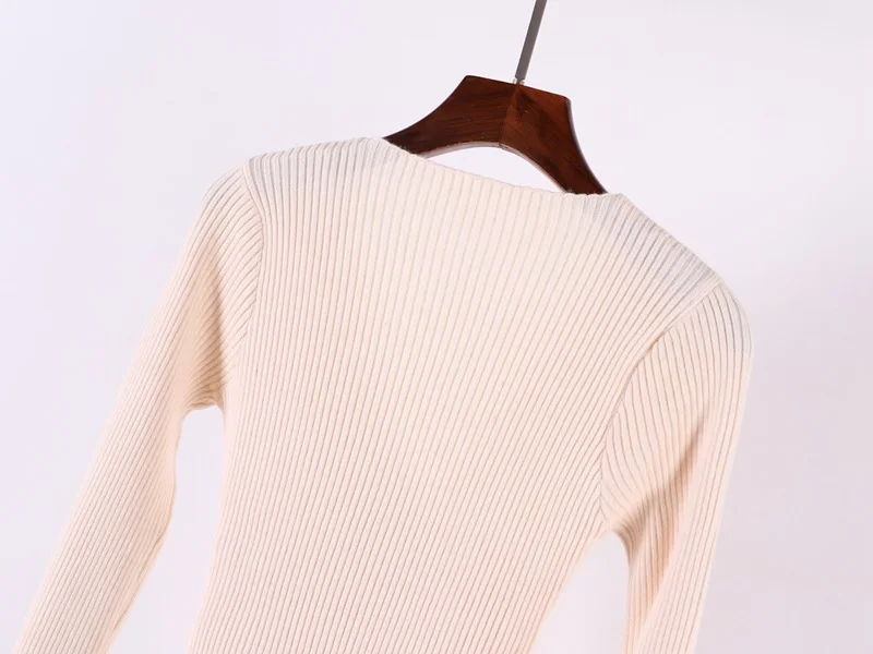 ONLYSVTER Sexy V Neck Wrap Women Pullover Sweaters Autumn Winter Long Sleeve Soft Casual Jumper Ribbed Knitted Pull Top Femme