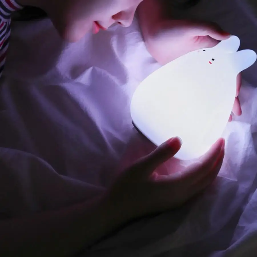 

LED Night Light 0.5W 5V Silicone Colorful White Rabbit Patted Sensor LED Nightlight USB Charging Night Lamp