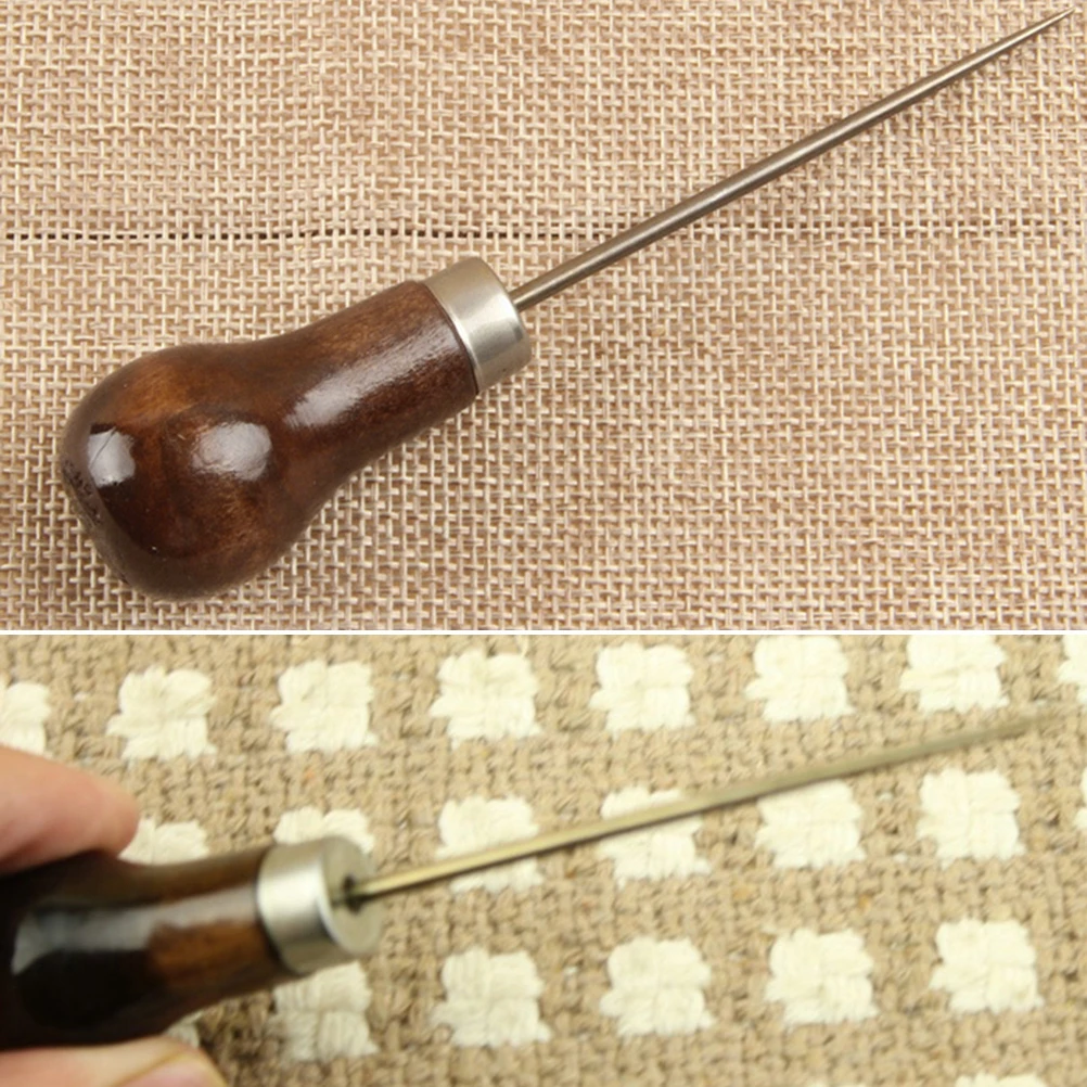 

Professional Wood Handle Leather Awl Tools For Leathercraft Stitching Sewing High Quality