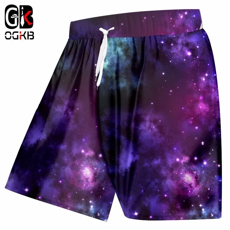 OGKB Лето Для мужчин шорты-боксеры модные 3d принт фиолетовый Галактика Космос Звезда шаблон пляжные шорты Мужская хип-хоп панк Swimings