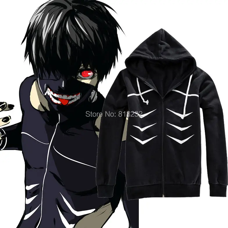 Хлопковая толстовка Tokyo Ghouls Ken Kaneki черная повседневная куртка костюм аниме