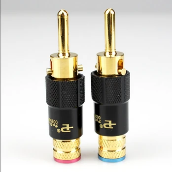 

10pcs Copper 24K Gold Plated Pailiccs banana plug Audio Connector male adapter