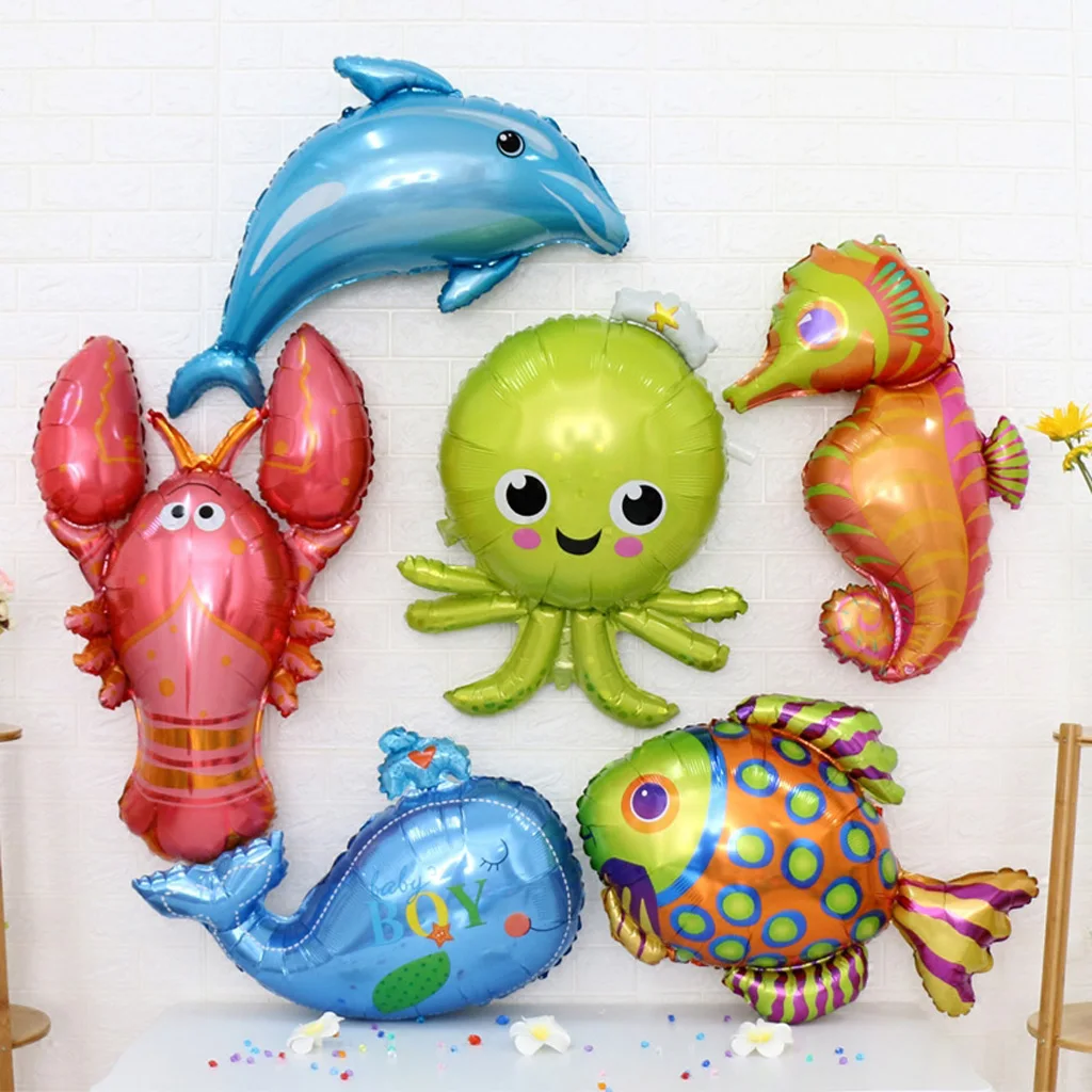 6pcs Cute Large Sea Animal Foil Helium Balloon Children Toy Photo Backdrop