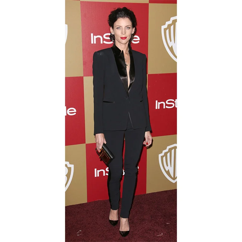 158 Black Elegant Formal Work Wear 2 Piece Womens Business Suits Blazer Female Trousers Suit Office Uniform One Button Black