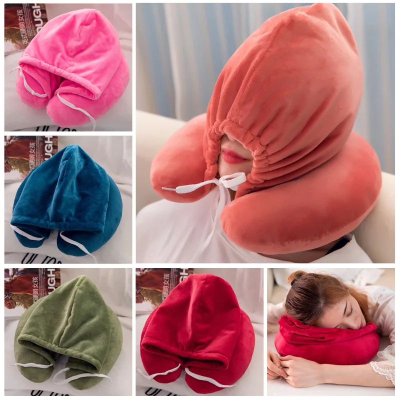 

2018 New Arrival Travel Pillow Multi-functional Hoodie U-shaped Pillow Neck Pillow Nostalgic Lazy Pillow For Airplane For Travel
