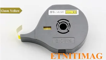 

Tube Printing Label sticker LS-12Y Yellow 12mmX8m For wire marker cable ID Printer ferrule printing machine S650 S700E S710E