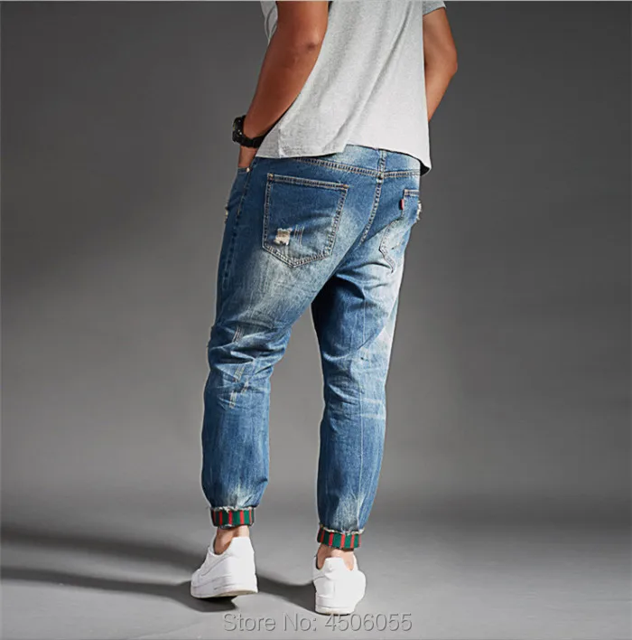 Рваные джинсы для мужчин, синие, черные, джинсовые, мужские, s, джинсы, Homme, шаровары, хип-хоп, размера плюс, 44, 46, 48, мужские, Uomo, модные штаны для бега
