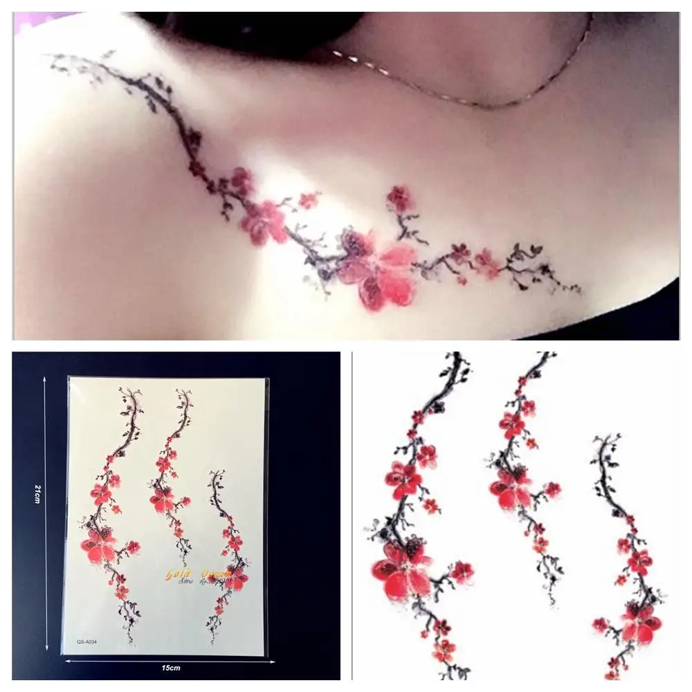 1 шт. Женская Сексуальная Татуировка с рисунком цветка сливы|tatoo stickers|tatoo shadingtatoo ink