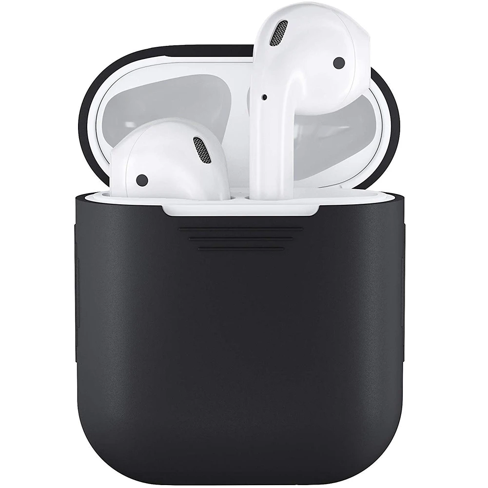 Противоударный мягкий силиконовый защитный чехол для Apple, для AirPods 2nd, Модные Портативные защитные чехлы - Цвет: Черный