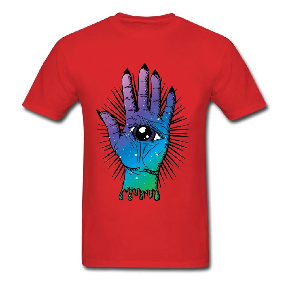 All Seeing Palm Summer Cotton Fabric Crewneck Tops Tees Short Sleeve Printed On Clothing Shirt Wholesale Gift T-shirts All Seeing Palm red