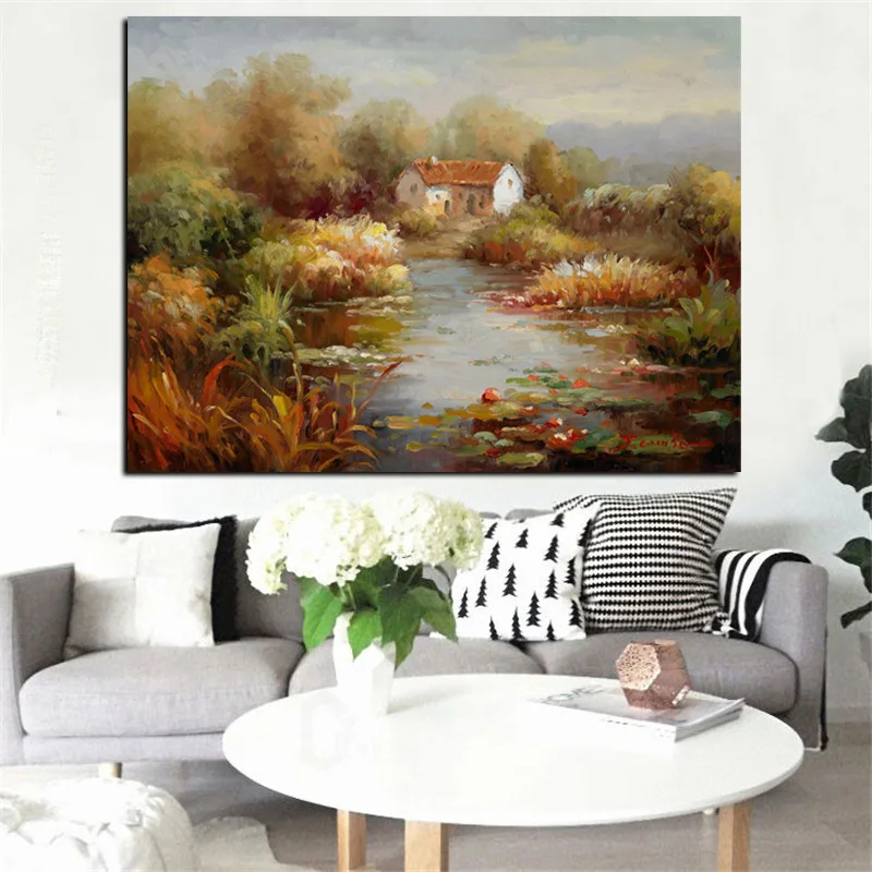 HD Print Abstract Mediterranean Sea Garden Landscape Oil Painting on Canvas Modern Sofa Poster Art Wall Picture for Living Room