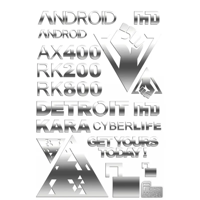 

9pcs/set Metal Sticker Detroit: Become Human Stickers for Phone Laptop Car Decal Teenages 3D DIY Sticker Toy