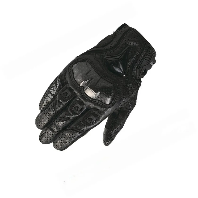 Горячее дыхание кожаная перчатка для мотоцикла гоночные защитные перчатки мужские перчатки для верховой езды размер M-XL - Цвет: Черный