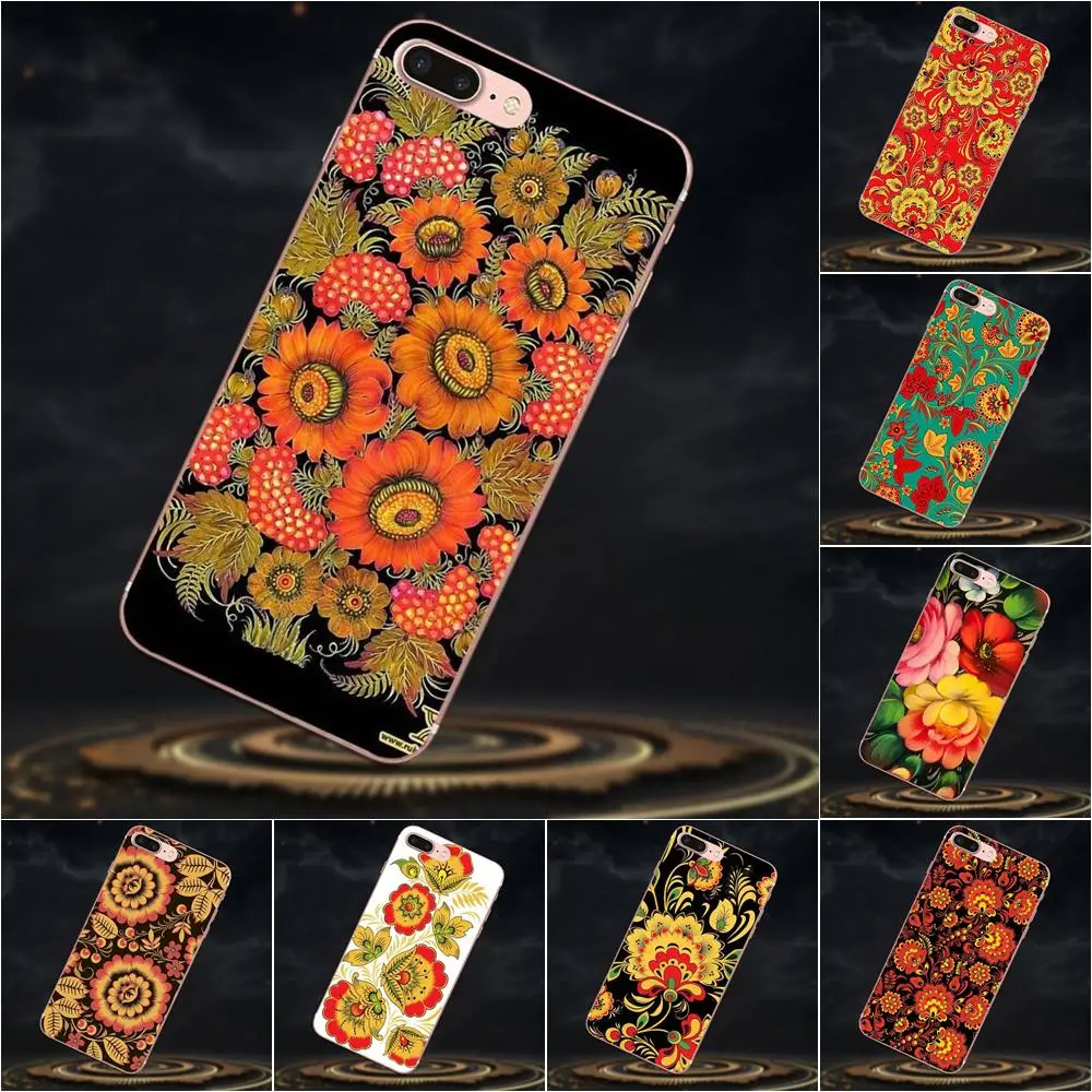 Khokhloma Flower Floral Soft Cell Cover Case For Xiaomi Mi3 Mi4 Mi4C Mi4i Mi5 Mi 5S 5X 6 6X 8 SE A1 Max Mix 2 Note 3 4 | Мобильные