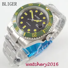 40mm Bliger black Dial ceramic bezel Miyota Date Adjust Deployment Yellow Markers Sapphire Glass Automatic Movement Men’s Watch