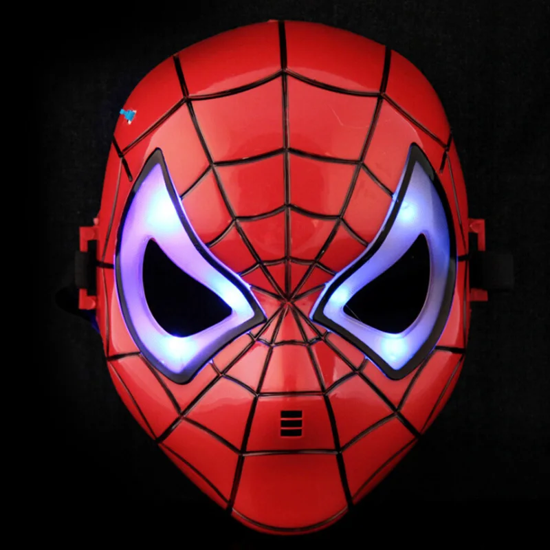 

1pcs Newest Spider Man Toys Cartoon Animation LED Glowing Spiderman Mask Cosplay Action Figure Toy For Children Gift 2 Colors