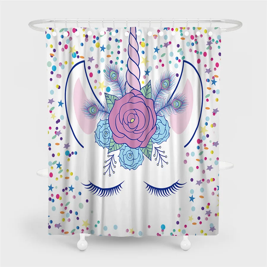 3D Beach Unicorn Shower Curtain Bathroom Waterproof Polyester Printing Curtains for Bathroom Shower