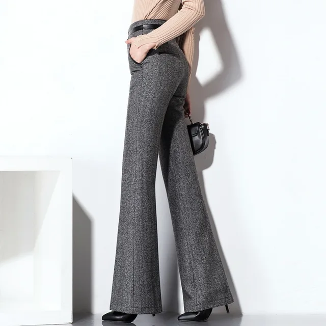 kousen Machu Picchu buis Winter Grey Woolen Wide Leg Pants Ladies Wool Tweed Trousers Women Office  Pants Pantalones Mujer Formales Mode Pantalon Femme - Pants & Capris -  AliExpress