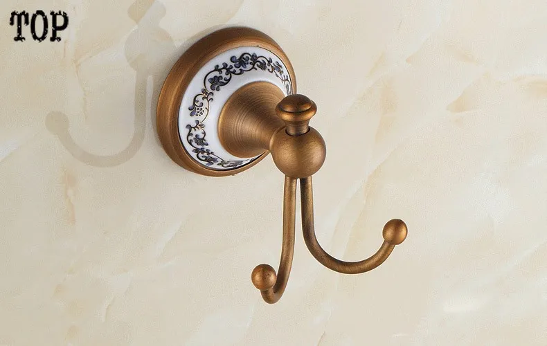Аксессуары для ванной комнаты Европейский античная бронзовая керамическая крючок, одежды, крючок, Товары для ванной