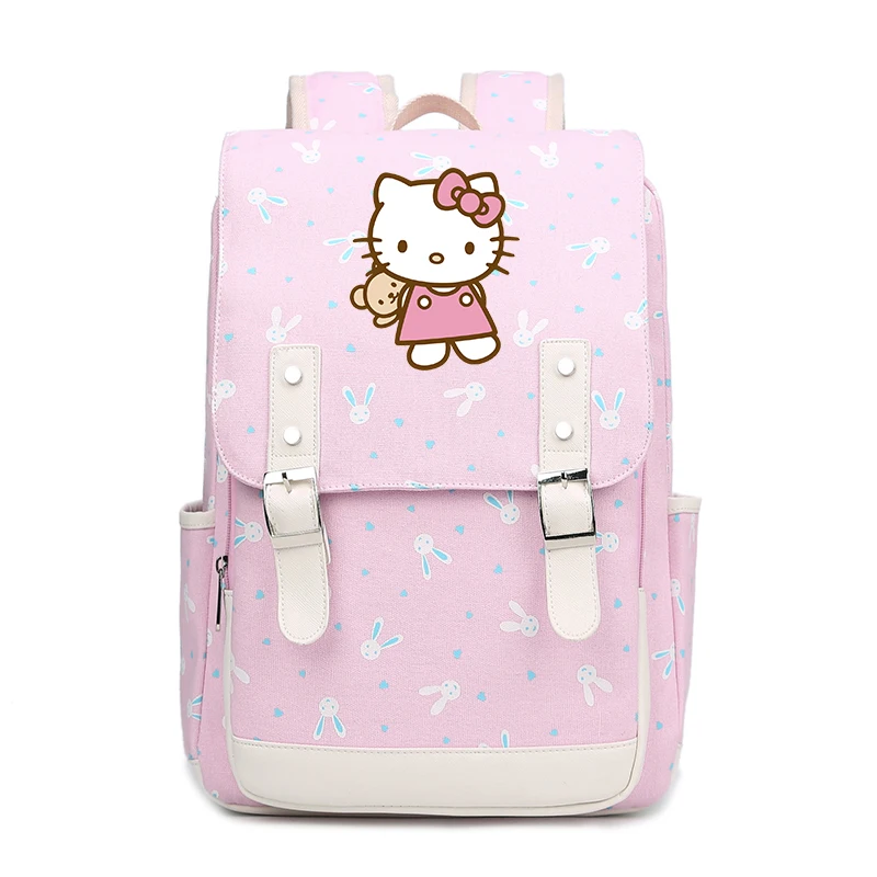 

Cute Hello Kitty Backpack Cartoon Children Schoolbag Pink bags For Girls Teenagers canvas Backpack Hellokitty Travel Bag FT