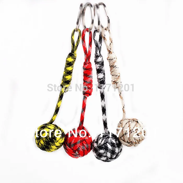 

Key Lanyard 550 Paracord Monkey Fist 1'' Keychain Wooden inside Free Shipping