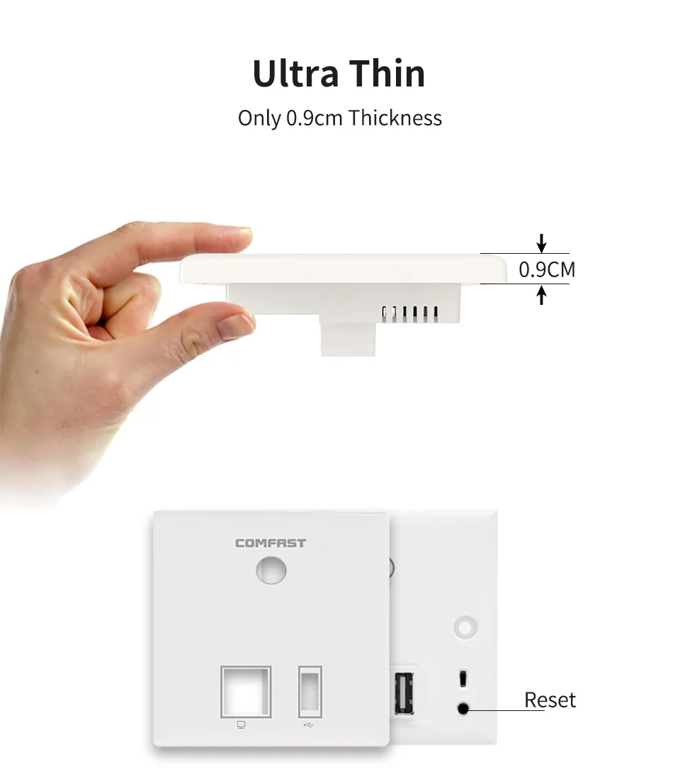 Comfast CF-E536N беспроводная точка доступа, 300 Мбит/с Крытый стены WiFi AP, RJ45+ USB клиент стены AP, IEEE 802.11n/g/b PoE, PPTP, L2TP