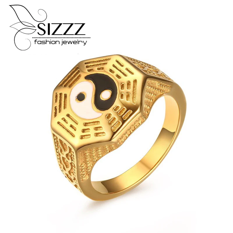 SIZZZ мужское кольцо с изображением Инь Янь из нержавеющей стали|ring stainless steel|ring