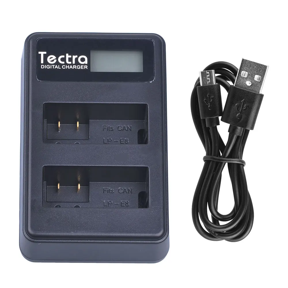 Tectra LPE8 LPE8 LP E8 LCD USB Dual Battery Charger for Canon EOS 550D