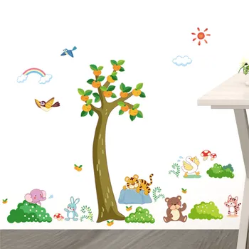 

Jungle Wild Forest Tree Animals Tiger Bear wall stickers For Kids Rooms Bedroom Nursery Room Decor Wall Decal Mural Poster