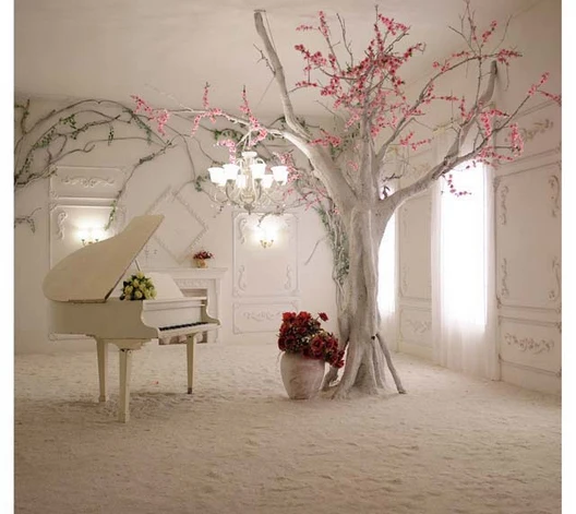 10x10FT Античная белой комнате розовый ветка с цветами пианино солнечное окно пользовательский фон для фотостудии Виниловый фон с изображением 8x 8 10 x12